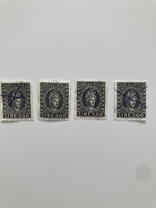 Lotto marca da bollo Lire 100, 300, 500, 1000