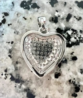 Charm corazón plateado con brillantes | Acero inox