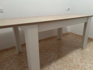 Mesa comedor extensible roble y blanco