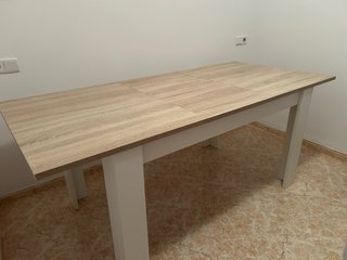 Mesa comedor extensible roble y blanco