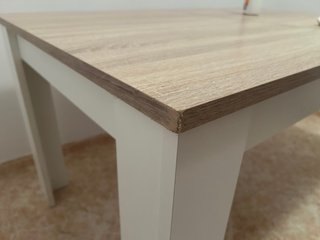 Mesa comedor extensible roble y blanco