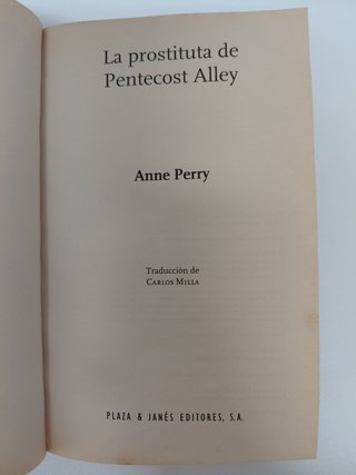 La Prostituta de Pentecost Alley. Anne Perry