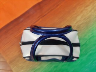 Borsetta a mano bianca e blu