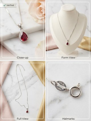 Collana con pendente a goccia e rubino