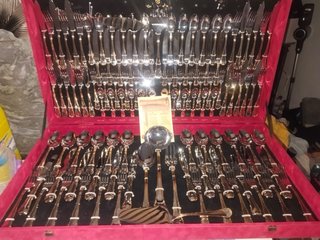 Juego Cubiertos Lujo Acero Inox + Oro