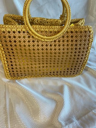 Borsa uncinetto beige e gialla