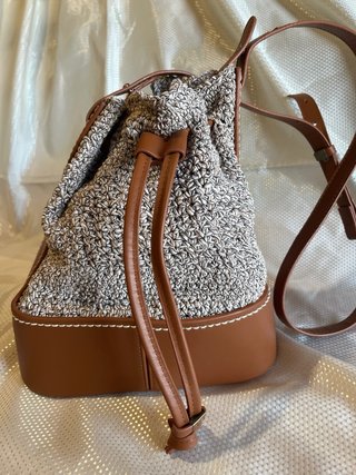 Borsa uncinetto beige e marrone