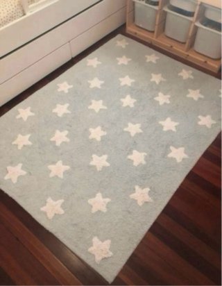 Alfombra infantil estrellas azul claro