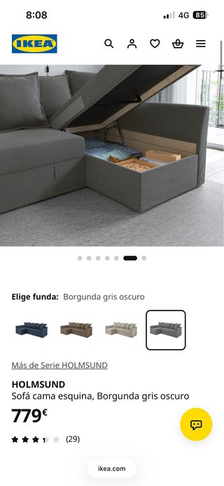 Sofá Chaiselongue Gris con Almacenaje