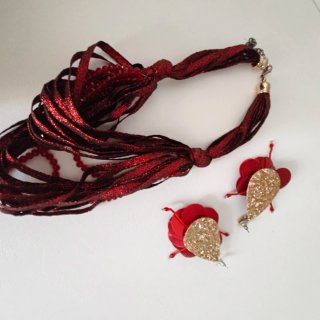 Set Bijoux Rosso e Oro
