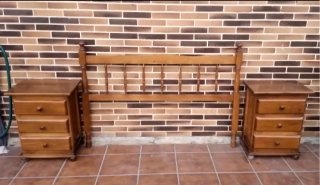 2 Mesitas de noche + cabecero madera