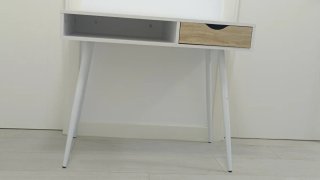 Escritorio blanco con cajón de madera