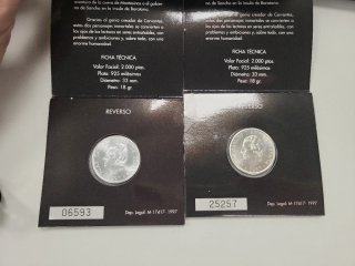 2 Monedas 2000 Pesetas Plata 1997