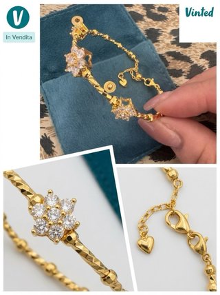 Bracciale rigido con fiori e cristalli