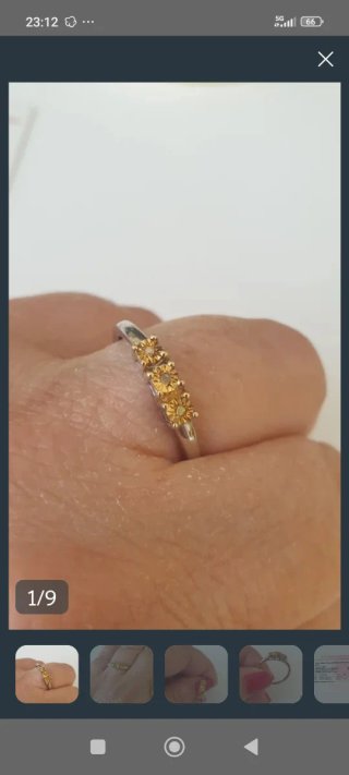 Anillo Plata con Diamantes Amarillos