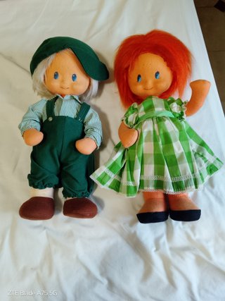 Coppia di Bambole di Stoffa Anni '70
