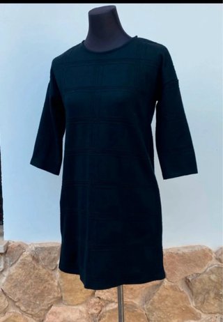 Vestido Mango Negro Manga 3/4