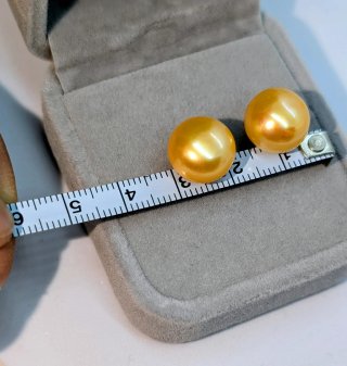 Pendientes Perlas Cultivadas Doradas 12mm