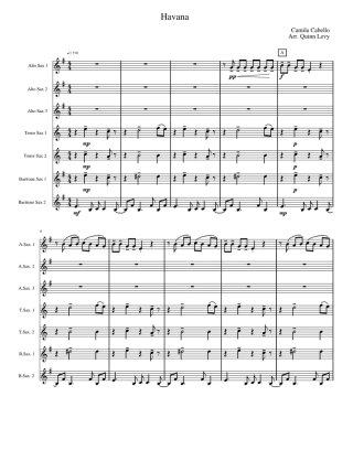 Partitura 6 saxofones Havana Camila Cabello.