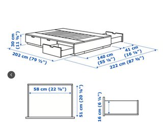 Cama y Colchon 140 con cajoneras