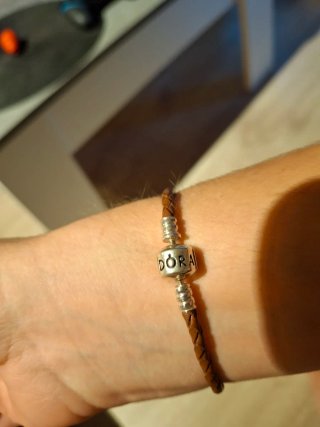 Pulsera Pandora Piel Charm Scream Negra