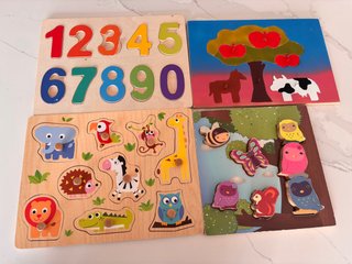 4 Puzzles de Madera Infantiles