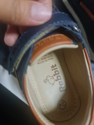 Zapato  niño azul y marrón cuero talla 24