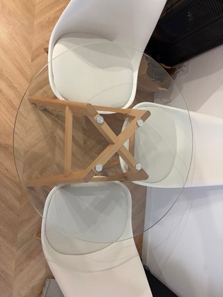 Mesa comedor redonda nórdica 80cm cristal