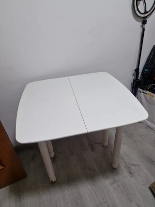 Mesa de cocina extensible blanca