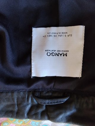 Chaqueta cuero Mango negra