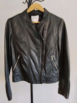 Chaqueta cuero Mango negra