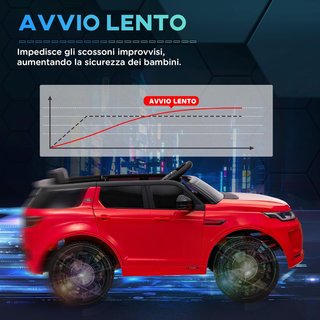 Coche Eléctrico para Niños de 3-6 Años 12V Licencia Land Rover Discovery, 3-5Km/H Coche Eléctrico para Niños Con 2 Motores, Control Remoto, Cinturón, Música, Claxon y Faros, Rojo