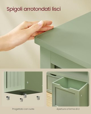 Estantería para Niños, Organizador de Juguetes para Niños, Multiusos, 3 Contenedores con Ruedas, Porta Juguetes, para Sala de Estar y Habitación Infantil, 30 X 102 X 60 Cm, Verde Laurel LHS380CE01