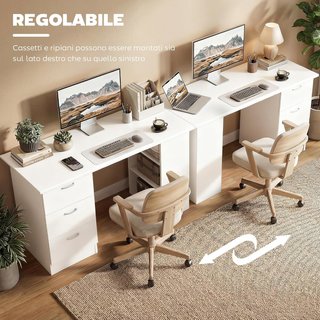 Escritorio Porta PC Con 3 Cajones Y 3 Estantes, Escritorio para Dormitorio Y Oficina en Madera 120X49X72Cm Blanco