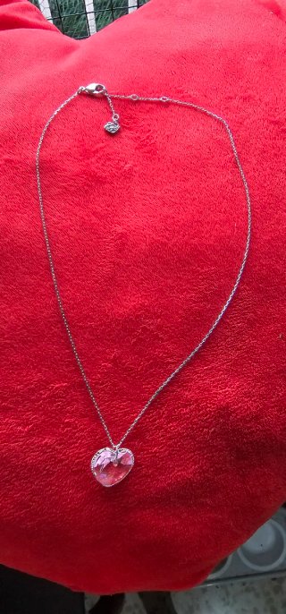 Collar Corazón Swarovski Rosa y Plateado