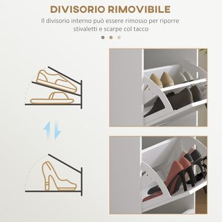 Zapatero Ahorrador de Espacio con 3 Cajones Plegables para 15 Pares de Zapatos, Mueble para Zapatos con Estante Ajustable, 54X24X117.5 Cm, Blanco