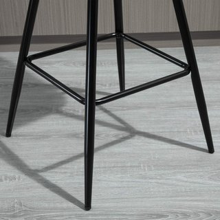 Conjunto de 2 Taburetes Altos de Estilo Nórdico con Respaldo y Reposapiés, Taburetes con Respaldo de Tela Efecto Terciopelo y Metal, 45X47X88 Cm, Azul