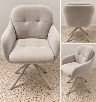 Silla giratoria tapizada beige y gris