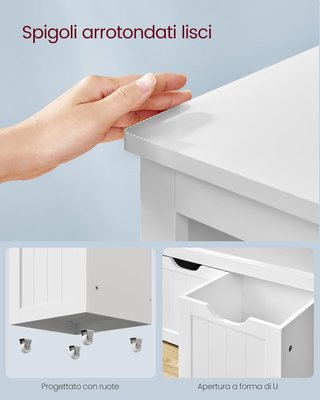 Estantería para Niños, Organizador de Juguetes para Niños, Multiusos, 3 Contenedores con Ruedas, Porta Juguetes, para Sala de Estar o Habitación Infantil, 30 x 102 x 60 cm, Blanco Nube