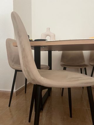 Juego de 6 sillas de salón beige