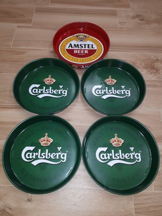 LOTTO SET 5 VASSOI DA BAR BIRRA CARLSBERG E AMSTEL