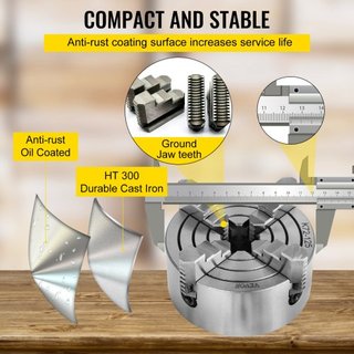 K72-125 Chuck de Torno de 5 Pulgadas con Mandíbulas Independientes Reversibles 125MM Accesorios para Máquina de Torno de Metal Mini Torno de 4 Mandíbulas