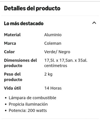 Lámpara Coleman NorthStar