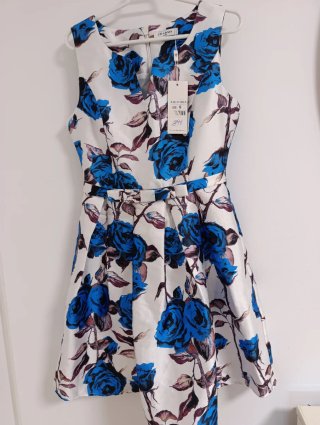 Vestido CHARM'S floral azul y blanco talla S