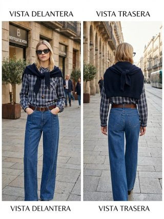 Pantalón vaquero costura delantera tallas 38-48