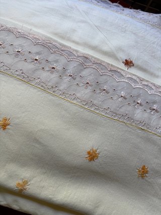 Juego Sábanas Cama 135 Algodón Beige/Dorado