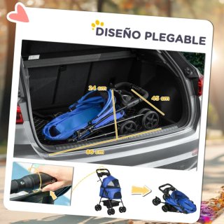 Carrito para perro azul