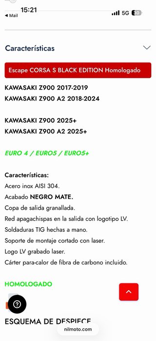 Silencioso Leovince LV Corsa para Kawasaki Z900