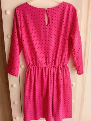 Vestido rosa lunares manga larga