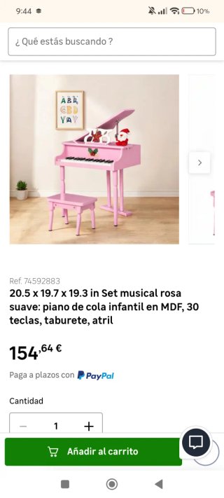 Piano de cola rosa para niños